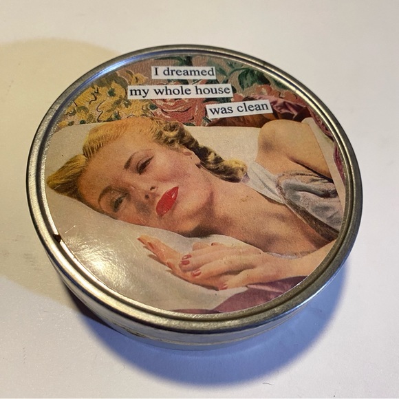6 Domestic Bliss Coasters GUC in tin by Anne Taintor cork bottoms retro style - Picture 2 of 10